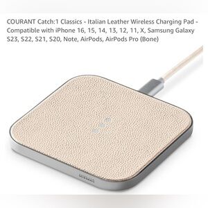 Designer Wireless Charger / Italian Pebble Leather - new in box!